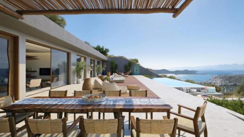 Schisma Eloundas MIT VIDEO! Kreta, Schisma Eloundas: Neubau! Erdüberdachte Villa mit Meerblick auf die Elounda-Bucht zu verkaufen Haus kaufen